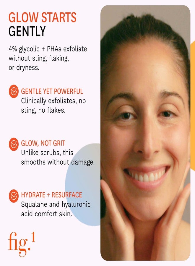 Fig.1 Glycolic Glow Treatment – 4% Glycolic Acid Face Exfoliant, Exfoliating & Glowing Emulsion, Chemical Peel for Radiant Skin, Hydrating PHA & Squalane, Vegan, 30 ml - Image 2